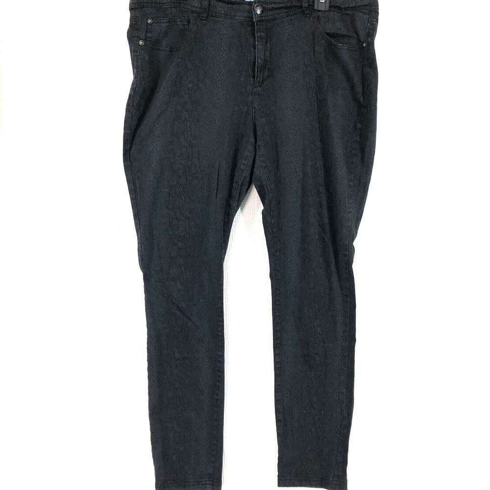 One 5 One jeans womens 14W black snake skin look super soft tapered 36 x 29